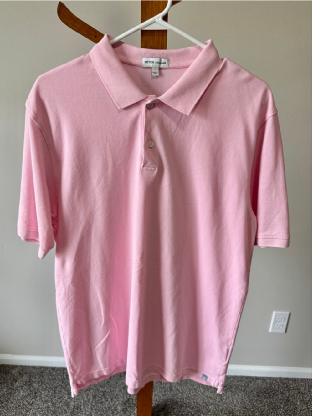 Men's Peter Millar Pink Polo Shirt L
